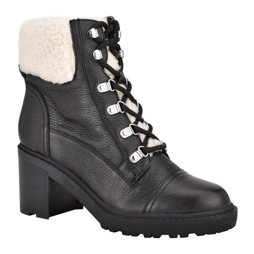 New in box Marc Fisher Lakynn Combat Bootie 8.5 M Black Leather